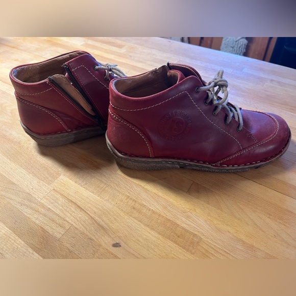 Josef Seibel Red Lace Up Boots 8 EU 39 - Picture 7 of 10